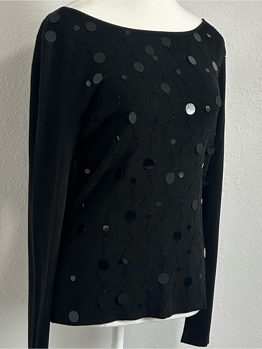 vintage beaded sequin long sleeve top